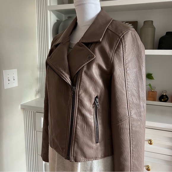 Women’s Blank NYC Faux Leather Jacket Brown Medium - Picture 9 of 17